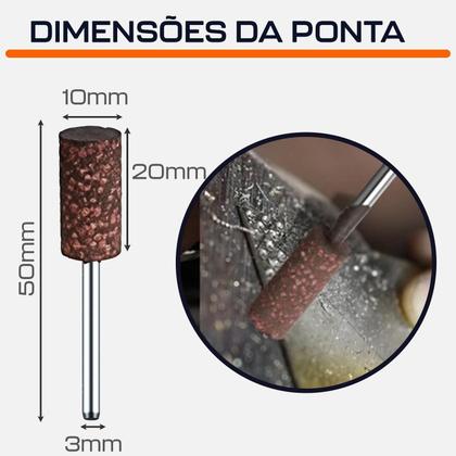 Imagem de Kit 10 Ponta Montada 4Mm A 10Mm Borracha Com Abrasivo Dremax