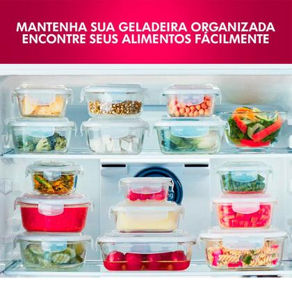 Imagem de Kit 10 Pote De Vidro Hermetico 640ml Ratangular BPA Free Tampa Plastica Armazenar E Conservar