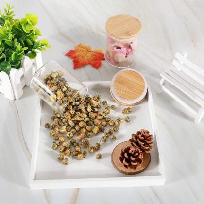 Imagem de Kit 10 Pote de Vidro Hermético com Tampa de Bambu 200ml Porta Temperos e Mantimentos Organizador Cozinha