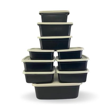 Imagem de Kit 10 Pote Plástico Cozinha Vasilha Retangular Porta Mantimentos Com Tampa Colorido