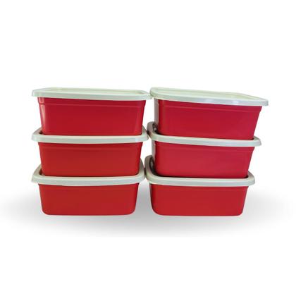 Imagem de Kit 10 Pote Plástico Cozinha Vasilha Retangular Porta Mantimentos Com Tampa Colorido