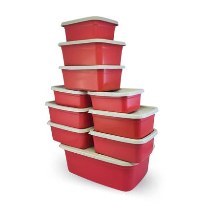 Imagem de Kit 10 Pote Plástico Cozinha Vasilha Retangular Porta Mantimentos Com Tampa Colorido