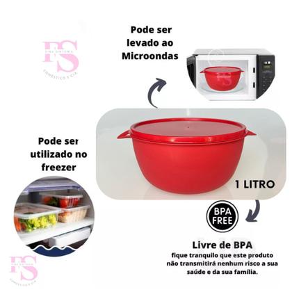 Imagem de Kit 10 Potes Bowl  1 Litro Aptos Para Freezer, Micro-ondas e Lava-louças