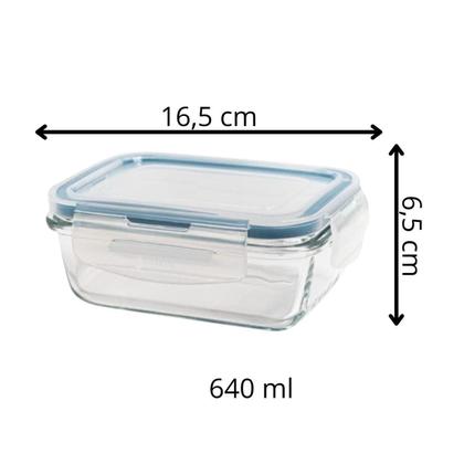 Imagem de Kit 10 Potes De Vidro Hermético Retangular 640Ml