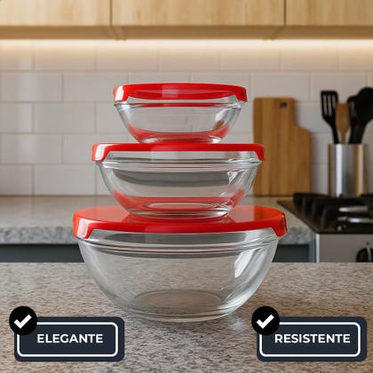 Imagem de Kit 10 Potes de Vidro Transparente com Tampa Vermelha Em Casa Tem