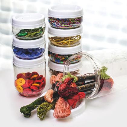 Imagem de Kit 10 Potes Gire e Trave Organizadores Empilháveis com Rosca 380ml Plasútil para Temperos objetos