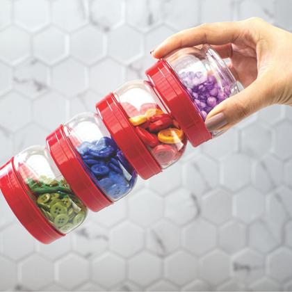 Imagem de Kit 10 Potes Gire e Trave Organizadores Empilháveis com Rosca 380ml Plasútil para Temperos objetos