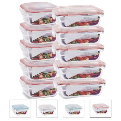 Imagem de Kit 10 Potes Herméticos Marmita Vidro Marmita 640ml e 800ml