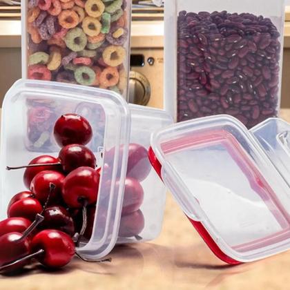 Imagem de Kit 10 Potes Herméticos Trava Mais com Tampa e Travas Laterais Empilháveis Alimentos Freezer Micro-ondas 550 e 380 ml