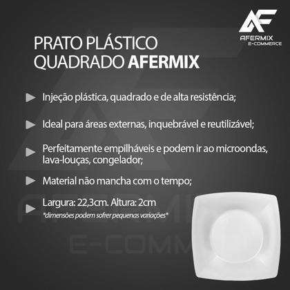 Imagem de Kit 10 Prato Plástico Quadrado Grande Churrasco Reutilizável