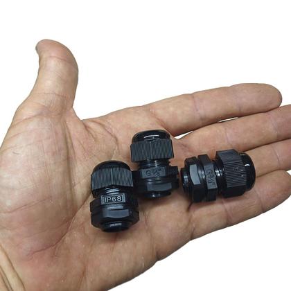 Imagem de Kit 10 Prensa Cabo BSP 3/8 Nylon com Vedação IP68 Fio Preto