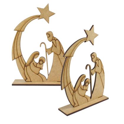 Imagem de  Kit 10 Presépio MDF Decorativo Centro de Mesa Cru 
