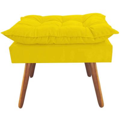 Imagem de Kit 10 Puff Opala decorativo  Pés em Madeira Sala de Estar Recepção Escritório Tecido Sintético Amarelo - KDAcanto Móveis