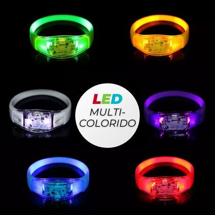 Imagem de Kit 10 Pulseira De Led Pisca Ativada Por Som Conforme Batida Da Musica Festa Casamento Balada