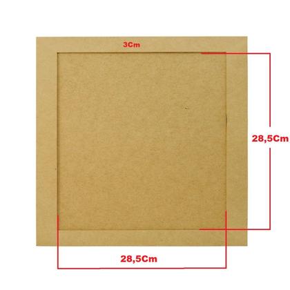 Imagem de Kit 10 Quadro Quadrado com Moldura e Fundo Fixo 35x35 Mdf Madeira