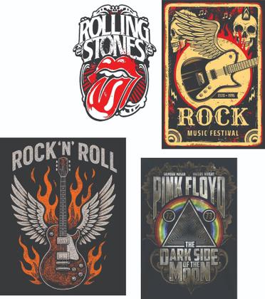 Imagem de Kit 10 Quadros Decorativos Rock Bar Quadro de Rock Parede Decoração Salão Variados Bar de rock rock