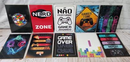 Imagem de Kit 10 Quadros Videogame Geek Nerd Gamer Gameplay 21x15cm
