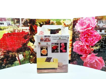 Imagem de Kit 10 Quebra-Cabeça Cognitivo Reabilitação para Idosos - Flores e Rosas
