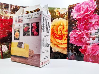 Imagem de Kit 10 Quebra-Cabeça Cognitivo Reabilitação para Idosos - Flores e Rosas