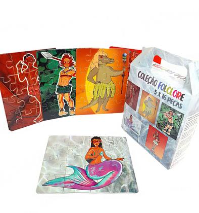 Imagem de Kit 10 Quebra-cabeças Educativos Folclore do Brasil de 16 peças