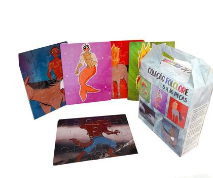 Imagem de Kit 10 Quebra-cabeças Educativos Folclore do Brasil de 16 peças