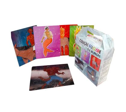 Imagem de Kit 10 Quebra-cabeças Educativos Folclore do Brasil de 16 peças