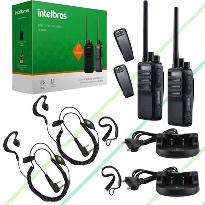 Imagem de Kit 10 Rádios Walkie Talkie Intelbras RC3002 Com Fones Microfone PTT Espiral