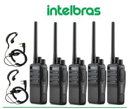 Imagem de Kit 10 Rádios Walkie Talkie Intelbras RC3002 Com Fones Microfone PTT Espiral