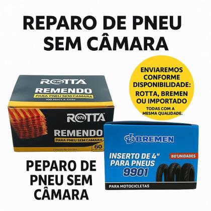 Imagem de KIt 10 Refil Remendo Moto Pneu Sem Câmara Macarrão 60 Unidades