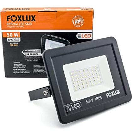 Imagem de Kit 10 Refletor LED 50W Bivolt Luz Branca (6.500K) Foxlux