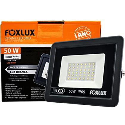 Imagem de Kit 10 Refletor LED 50W Bivolt Luz Branca (6.500K) Foxlux
