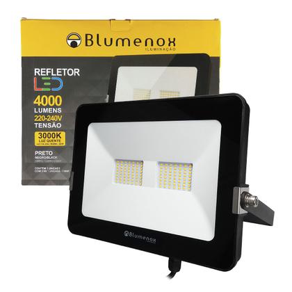Kit 10 Refletores Holofote LED Blumenox 50W 3000K Preto Imagem de Kit 10 Refletores Holofote LED Blumenox 50W 3000K Preto