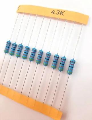 Imagem de Kit 10 Resistor De Precisão 43K 1/2W