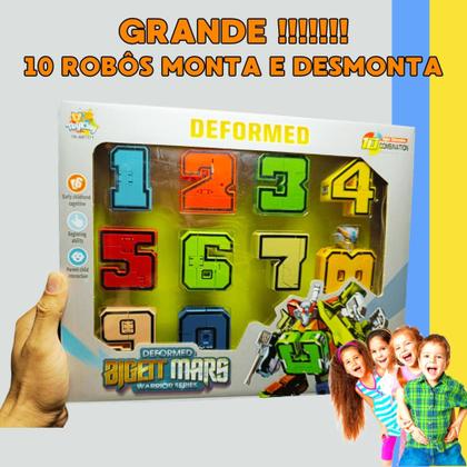Imagem de kit 10 Robôs Transformes Criança Monta Desmonta - Kit 10 Brinquedos Robôs