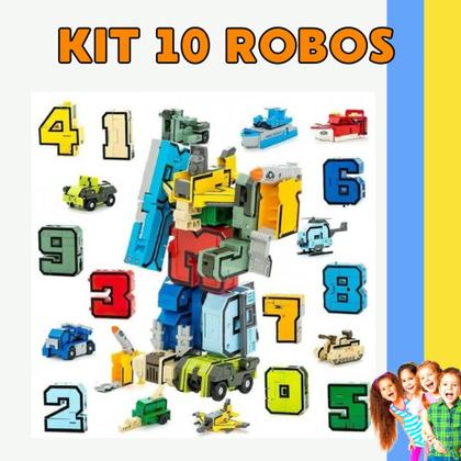 Imagem de kit 10 Robôs Transformes Criança Monta Desmonta - Kit 10 Brinquedos Robôs