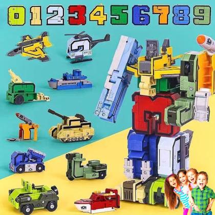 Imagem de kit 10 Robôs Transformes Criança Monta Desmonta - Kit 10 Brinquedos Robôs