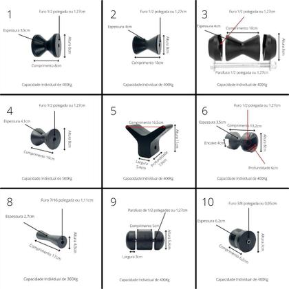 Imagem de Kit 10 roletes de apoio carreta reboque lancha (8cmx13,2cm)