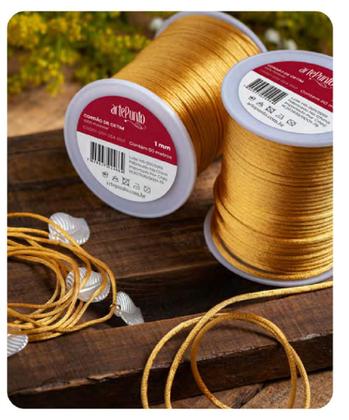 Imagem de Kit 10 Rolo Cordão Fio De Cetim Seda Rabo De Rato 1mm 50m