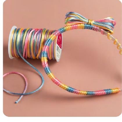 Imagem de Kit 10 Rolo Cordão Fio De Cetim Seda Rabo De Rato 1mm 50m