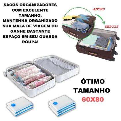 Imagem de Kit 10 Sacos a Vácuo Hermético 60x80cm Edredom Toalhas Roupas