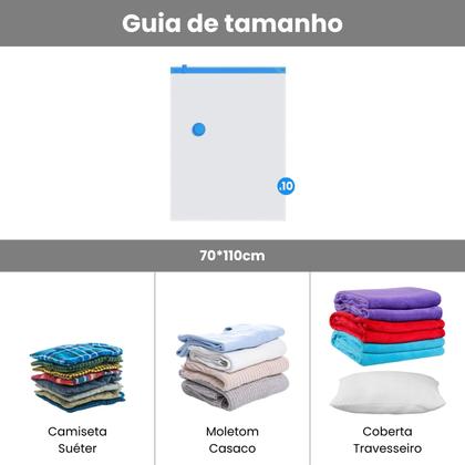 Imagem de Kit 10 Sacos a Vácuo Hermético para Roupas Toalhas Edredom
