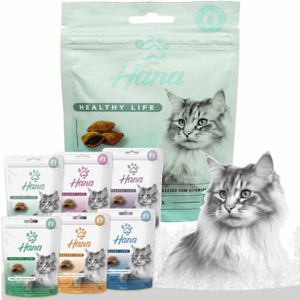 Imagem de Kit 10 Snacks Hana Healthy Life Cat Sensations P/ Gatos Adultos - 60g