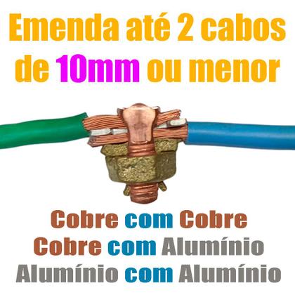 Imagem de Kit 10 Split Bolt Conector Parafuso Fendido Bimetálico 10mm para Emenda Cabos Cobre Alumínio