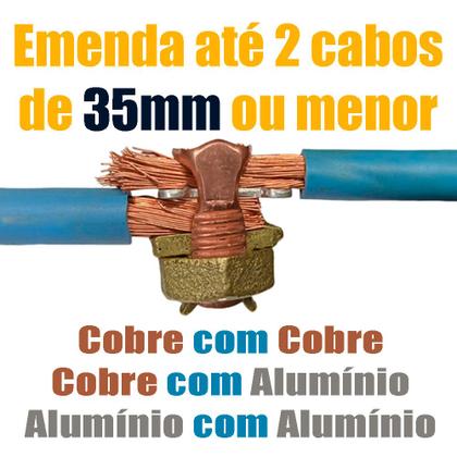Imagem de Kit 10 Split Bolt Conector Parafuso Fendido Bimetálico 35mm para Emenda Cabos Cobre Alumínio