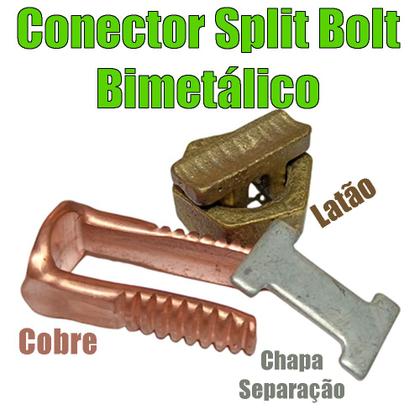 Imagem de Kit 10 Split Bolt Conector Parafuso Fendido Bimetálico 35mm para Emenda Cabos Cobre Alumínio