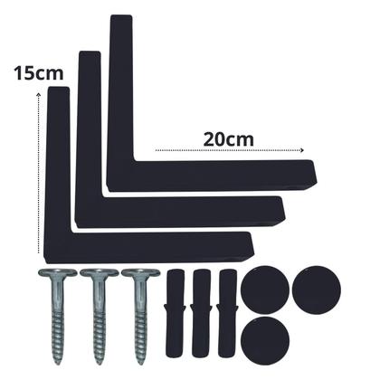 Imagem de Kit 10 Suportes Mão Francesa Cantoneira Prateira Preto 20Cm