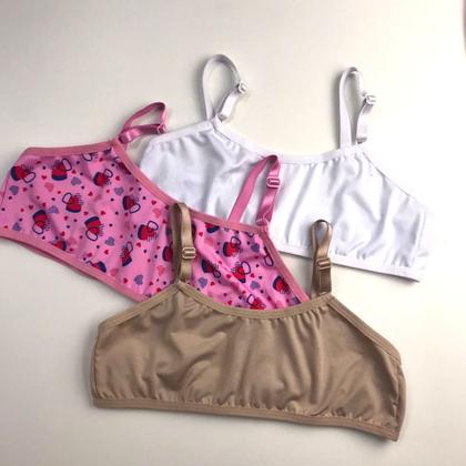 Imagem de Kit 10 Sutian Juvenil Moda Intima Simples Estampado Sem Arco