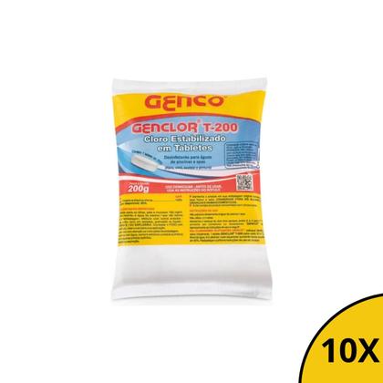 Imagem de Kit 10 Tablete Pastilha Pedra Cl Estabilizado Genco + Clorador Médio