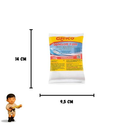 Imagem de Kit 10 Tablete Pastilha Pedra Cl Estabilizado Genco + Clorador Médio