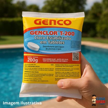 Imagem de Kit 10 Tablete Pastilha Pedra Cl Estabilizado Genco + Clorador Médio